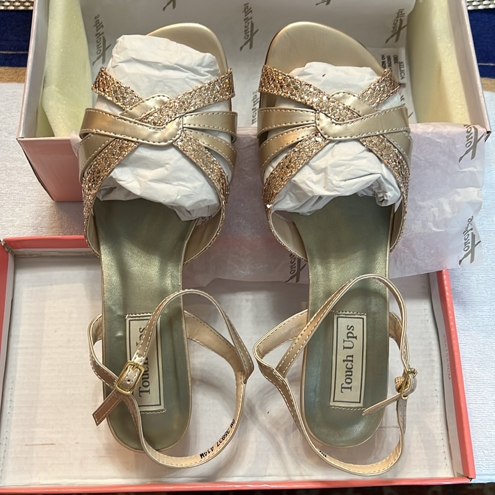 Touch Ups Gold Strappy Slingback Sandals